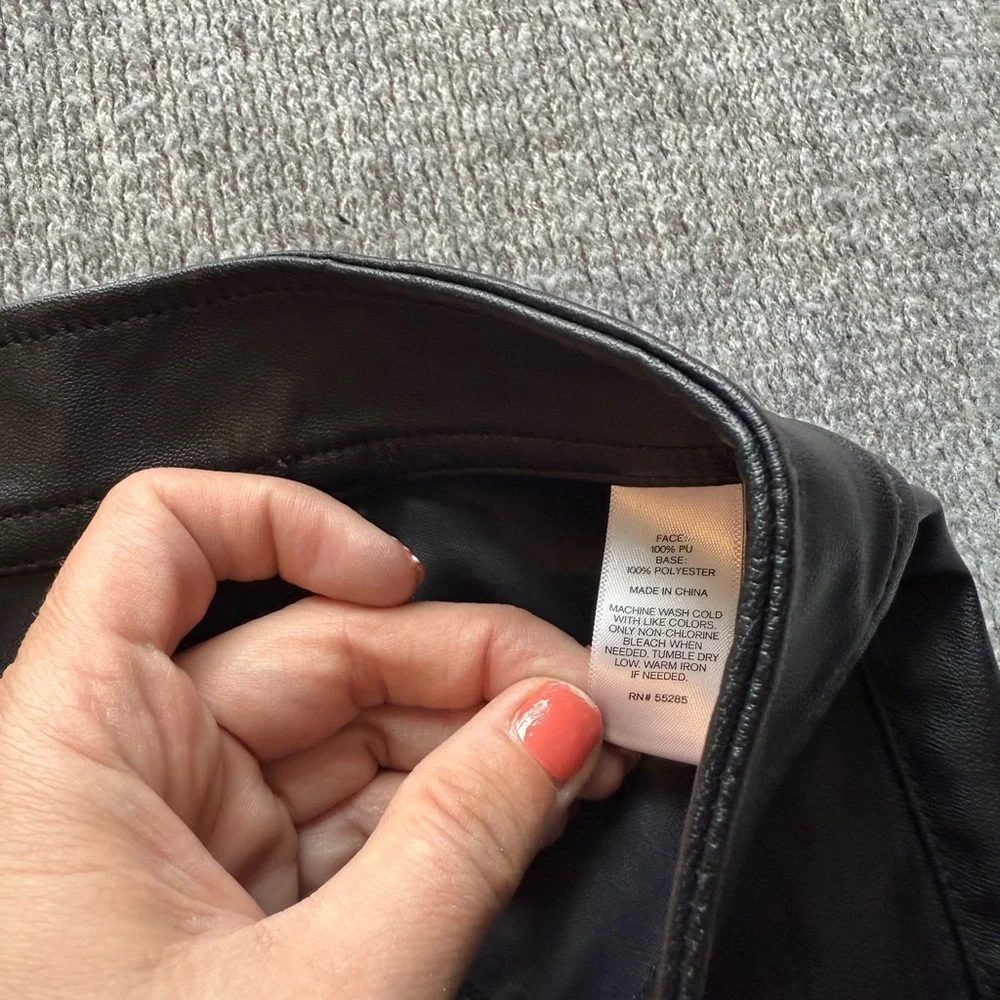 Express Black Mini Vegan Leather Skirt with Zipper Accents